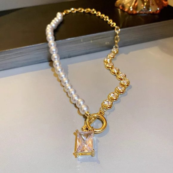 ***NEW 18K GOLD ELEGANT LOVE PEARL NECKLACE - Picture 4 of 6